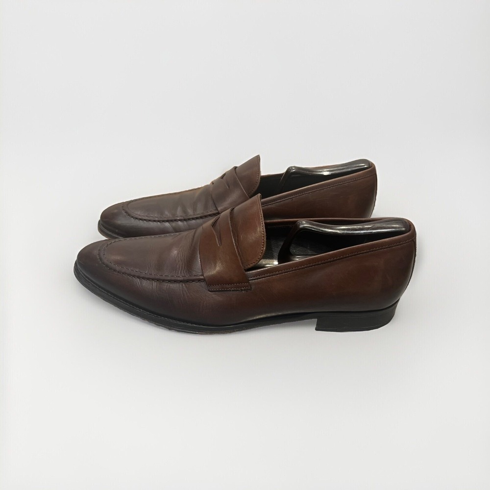 To Boot New York Adam Derrick Brown Leather Penny Loafers Size 9.5 Made Italy